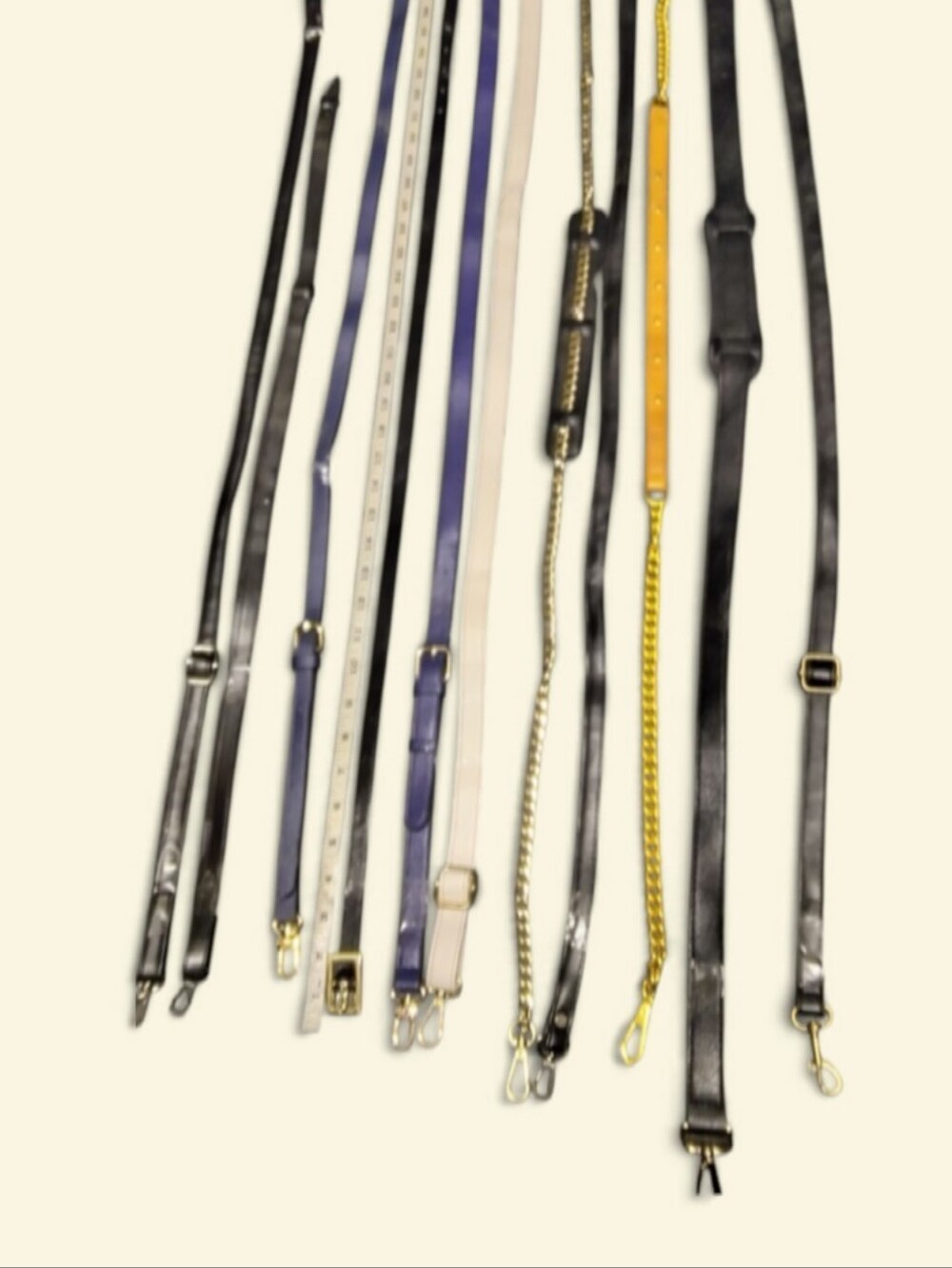 Adjustable Leather and Chain Crossbody Straps - Black, White, Purple, Yellow